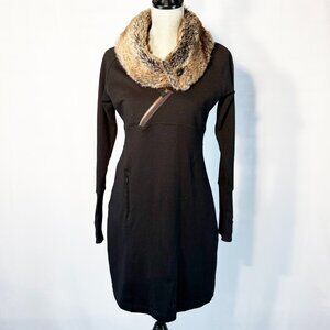 Athleta Black Snow Summit Wool Dress w/Removable Collar • Small